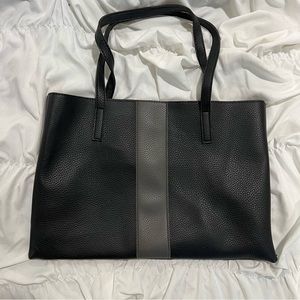 Vince Camuto Black and Gray Vegan Leather Luck Tote
